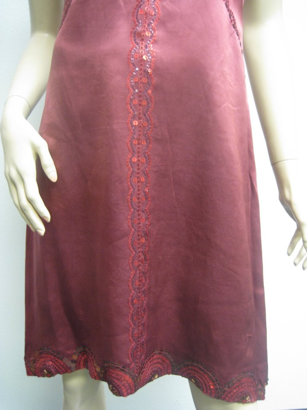 Sue Wong Nocturne Dress Y2K Cocktail #84 Flapper Halter Red Silk Sequin Art Deco - Picture 6 of 16